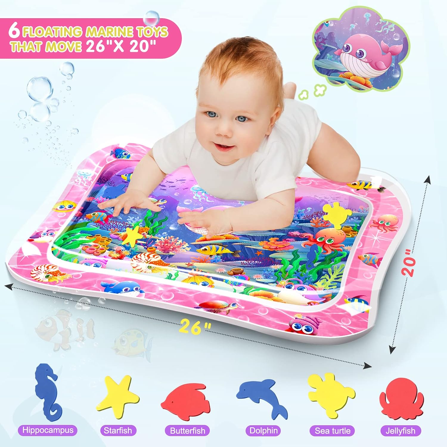 Infinno Inflatable Tummy Time Mat Premium Baby Water Play Mat for Infants and Toddlers Baby Toys for 3 to 24 Months, Strengthen Your Baby's Muscles, Portable - Image 4